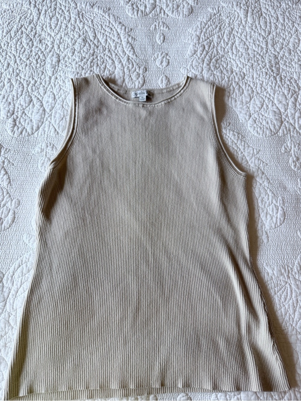 Ribbed Crew Neck Sweater Tank in Beige – Casual Layering Top